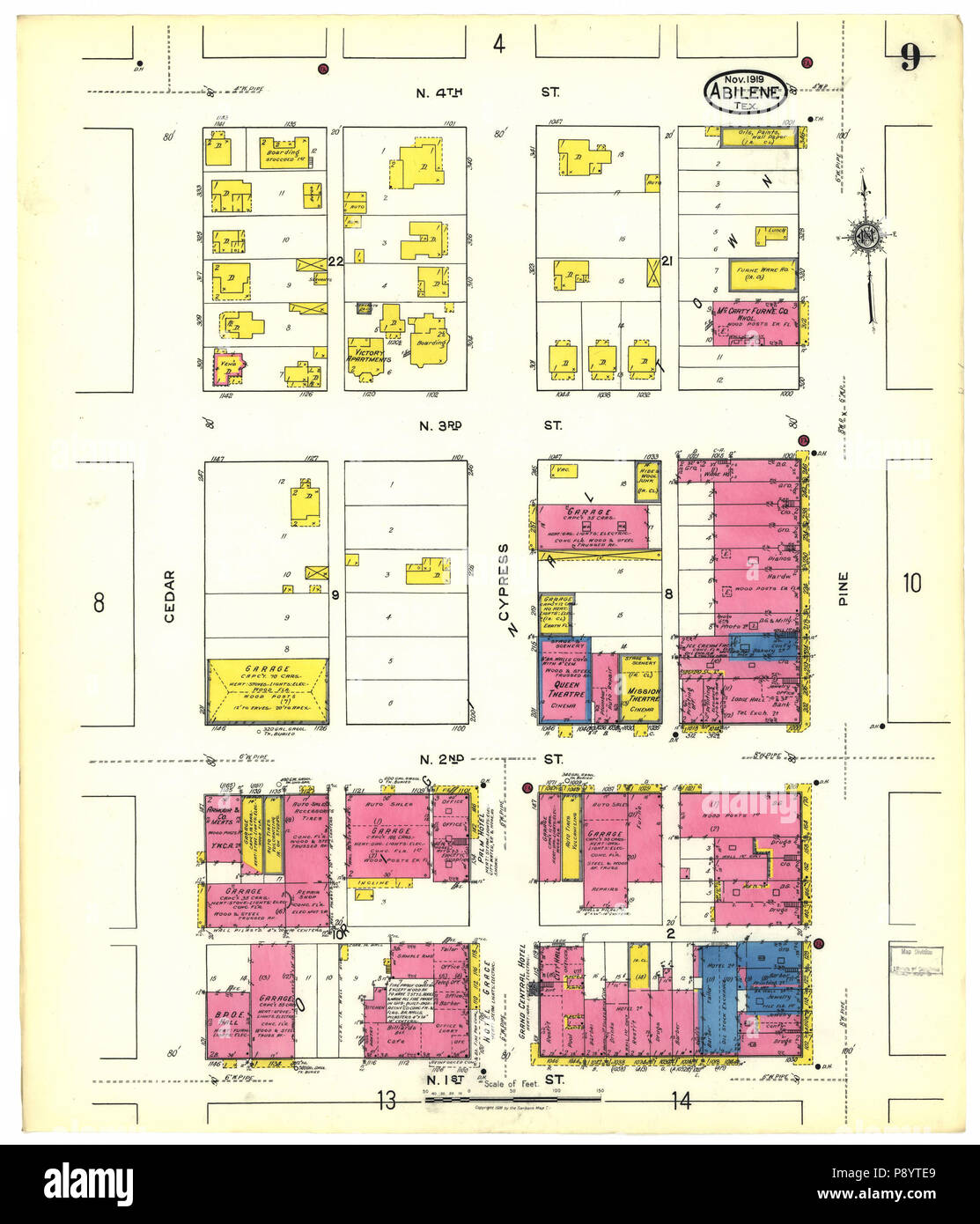 490 La carte d'assurance-incendie Sanborn de Abilene, Taylor County, Texas. LOC sanborn08394 007-9 Banque D'Images