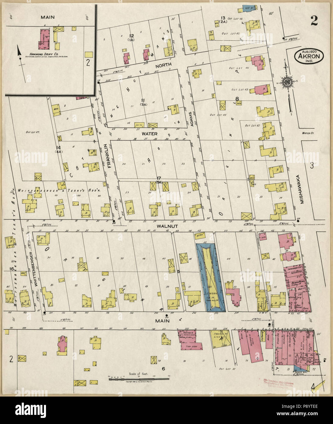 490 La carte d'assurance-incendie Sanborn de Akron, comté de Fulton, dans l'Indiana. LOC sanborn02246 004-2 Banque D'Images