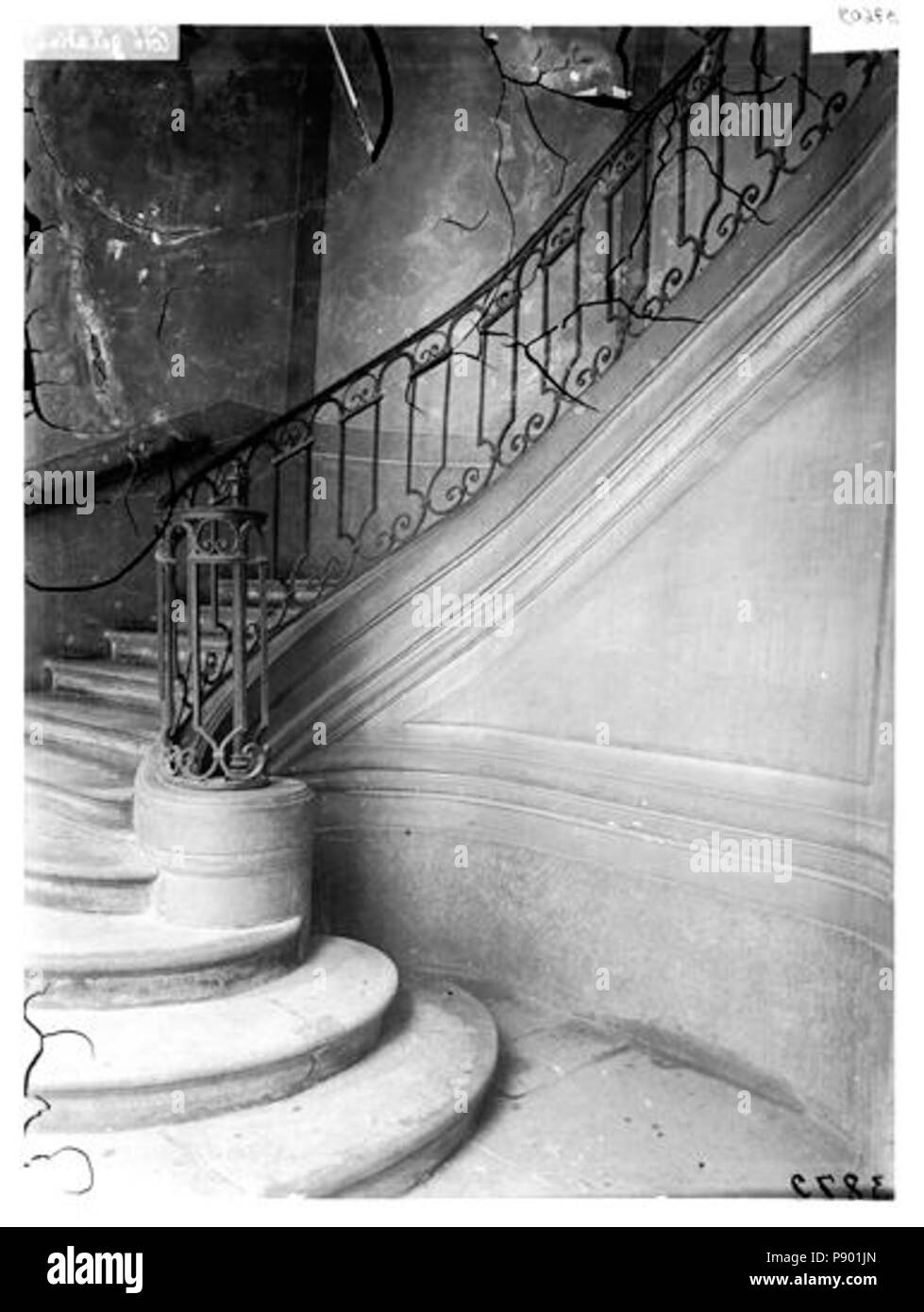 334 Hôtel Le Charron ou de Vitry (ancien) - Rampe d'escalier en fer - Paris 04 - Médiathèque de l'architecture et du patrimoine - APMH00037609 Banque D'Images