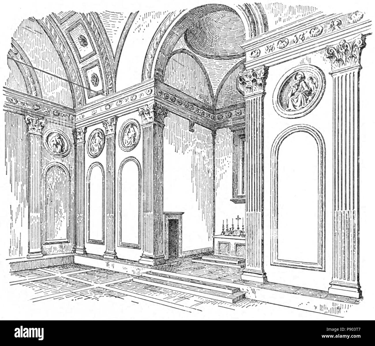 344 de l'intérieur de la chapelle Pazzi (caractère de l'architecture de la Renaissance) Banque D'Images