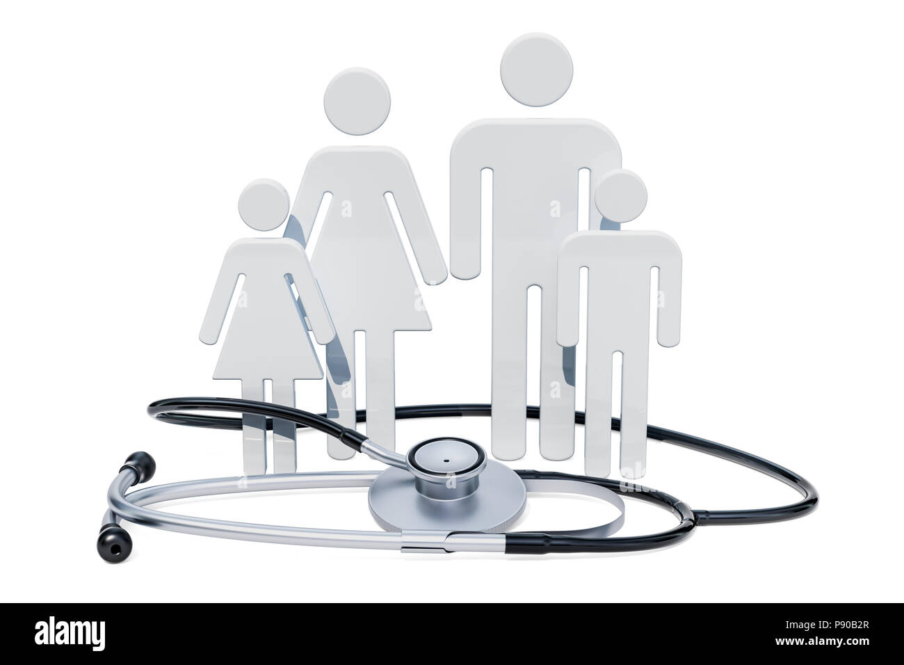 Santé de la famille et de l'assurance médicale concept. Le rendu 3D Banque D'Images
