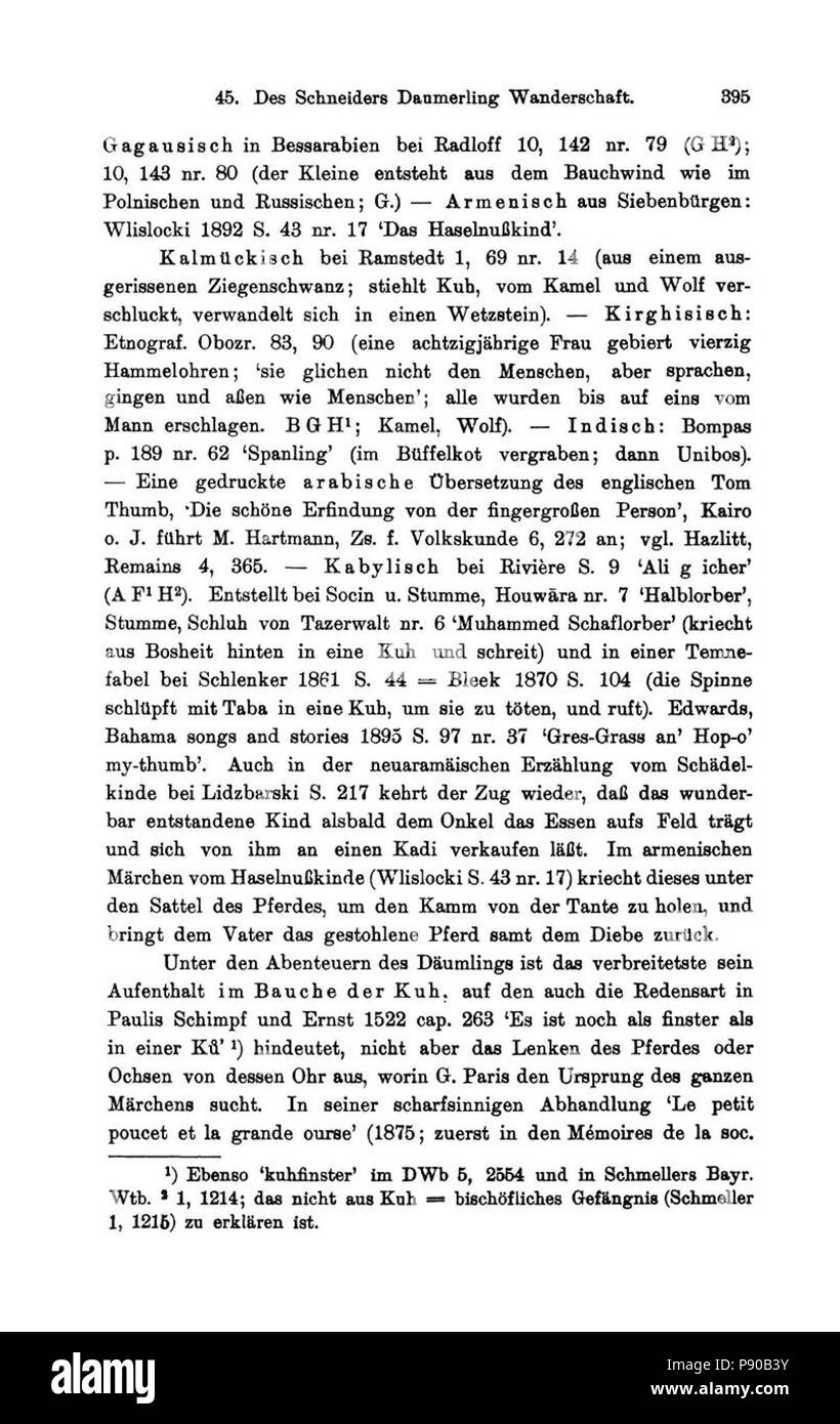 316 Grimms Märchen Commentaires (395) J'Polivka Bolte Banque D'Images