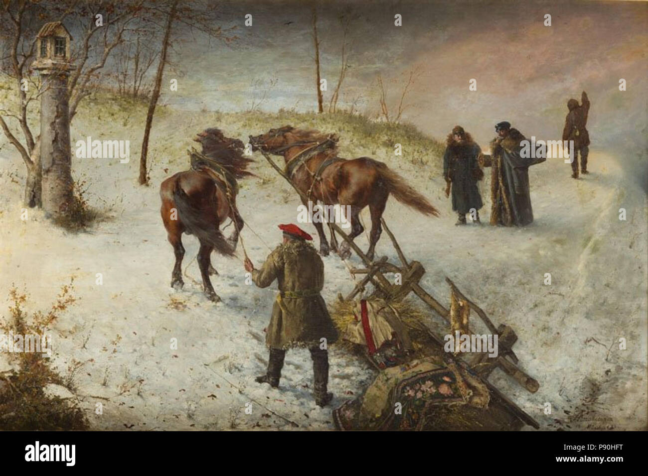 364 Antoni Kozakiewicz - Spłoszone konie (1885) Banque D'Images