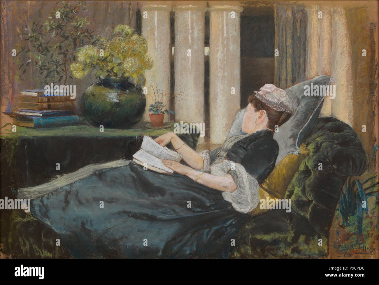 . 405 Louis Comfort Tiffany - Louise Tiffany, lecture Banque D'Images