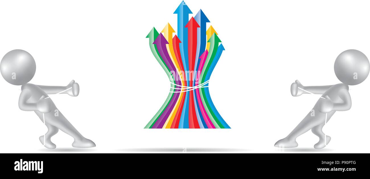 Vector attiré des gens,symbole remorqueur de la guerre, la flèche est au milieu. Illustration de Vecteur