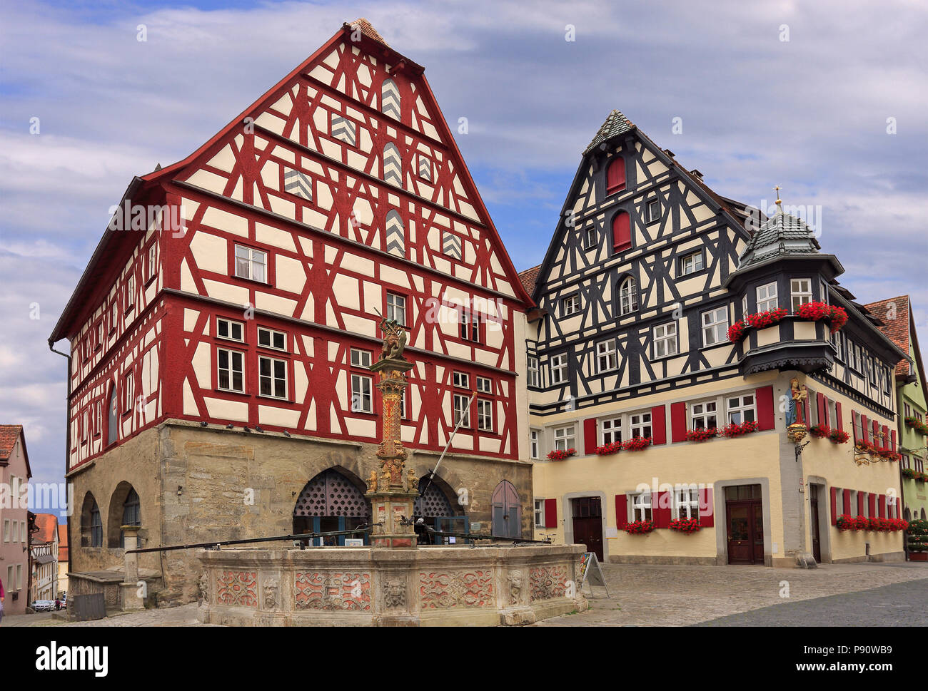 Maisons traditionnelles à Rothenburg ob der Tauber, Franconia, Bavaria, Germany Banque D'Images