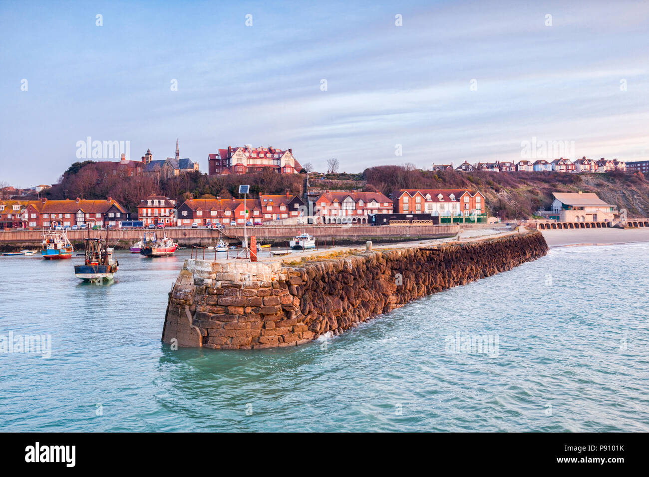 Le port de Folkestone, Kent, Angleterre, Royaume-Uni. Banque D'Images