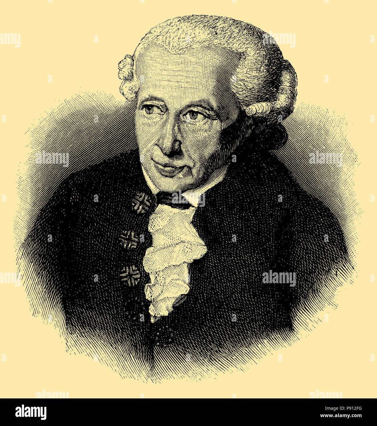 Emmanuel Kant (1724-1804), philosophe allemand du siècle des Lumières, portrait après la peinture à l'huile par Gottlieb Doebler, reproduit dans W. C. Chr. Chr. Seydlitz portrait historique 'travail', Gottlieb Doebler Banque D'Images