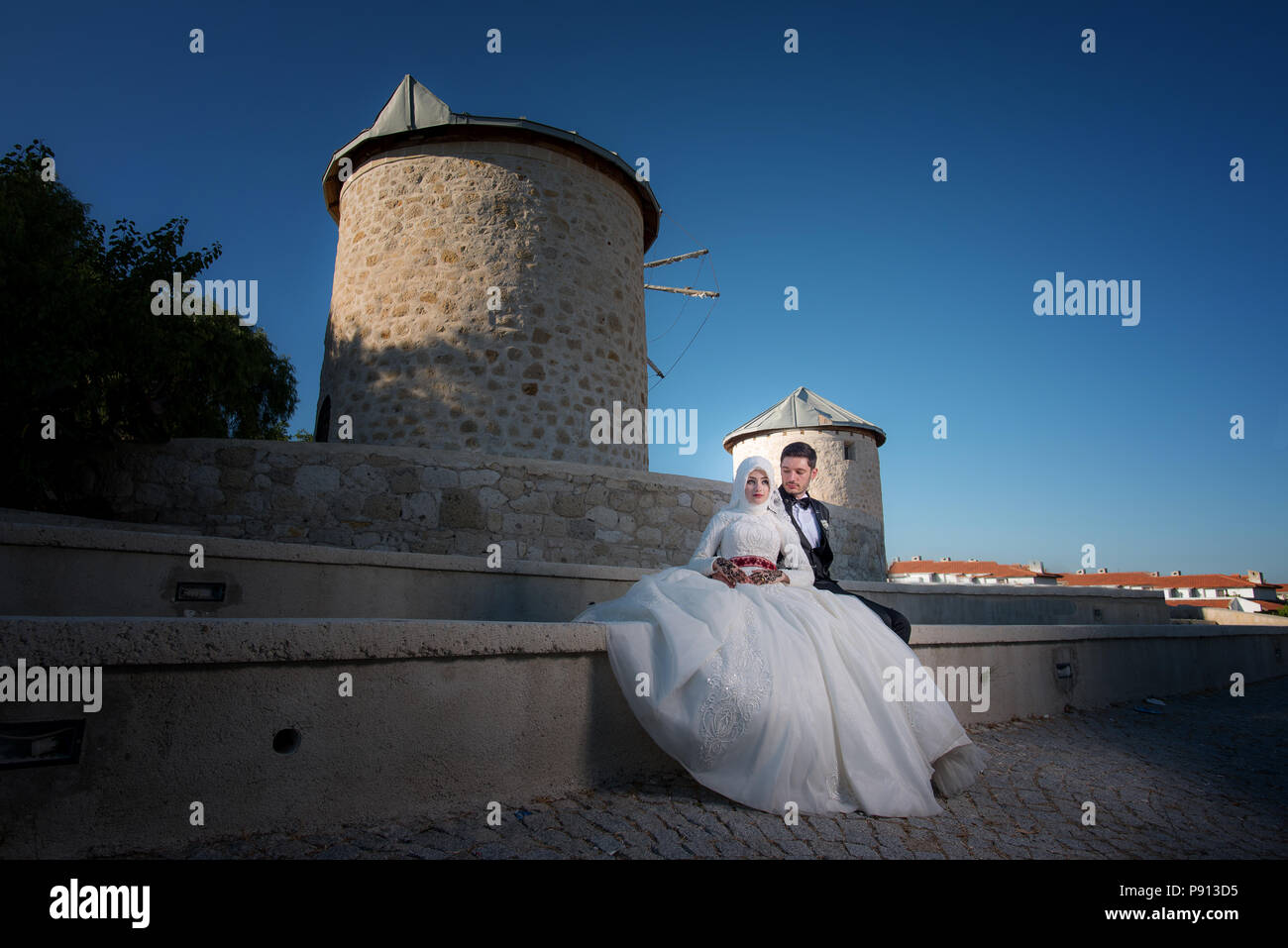 Les mariés musulmans cérémonie de mariage islamique traditionnelle de mariage musulman moyen habitant de l'Est Banque D'Images