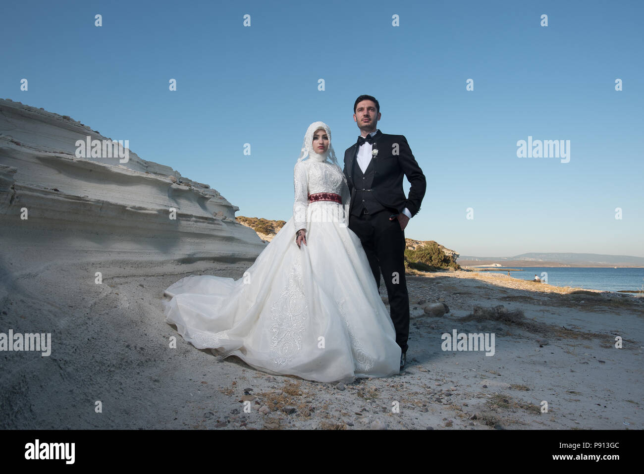 Les mariés musulmans cérémonie de mariage islamique traditionnelle de mariage musulman moyen habitant de l'Est Banque D'Images