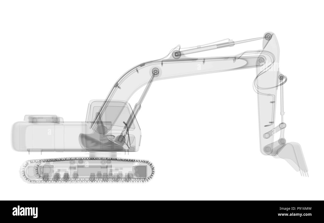 X-ray isolé de l'excavateur. 3D render Banque D'Images