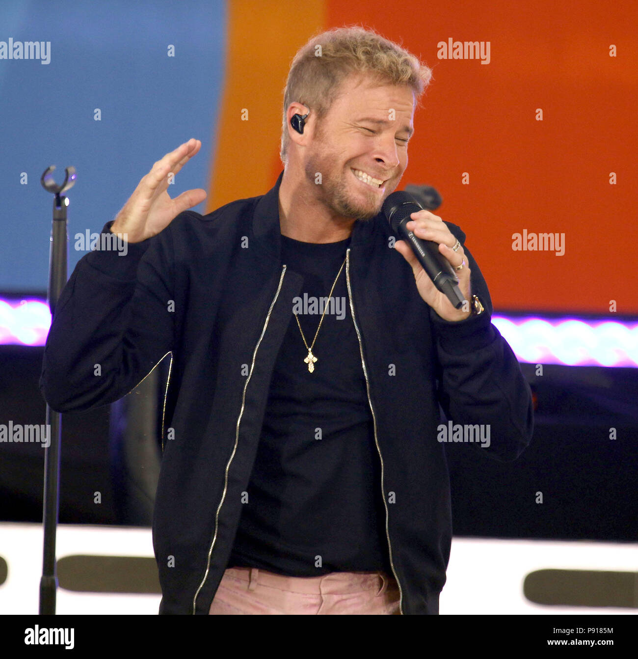 New York City, New York, USA. Le 13 juillet, 2018. BACKSTREET BOYS, Brian Littrell effectue sur 'Good Morning America' qui s'est tenue à Central Park. Credit : Nancy/Kaszerman ZUMA Wire/Alamy Live News Banque D'Images