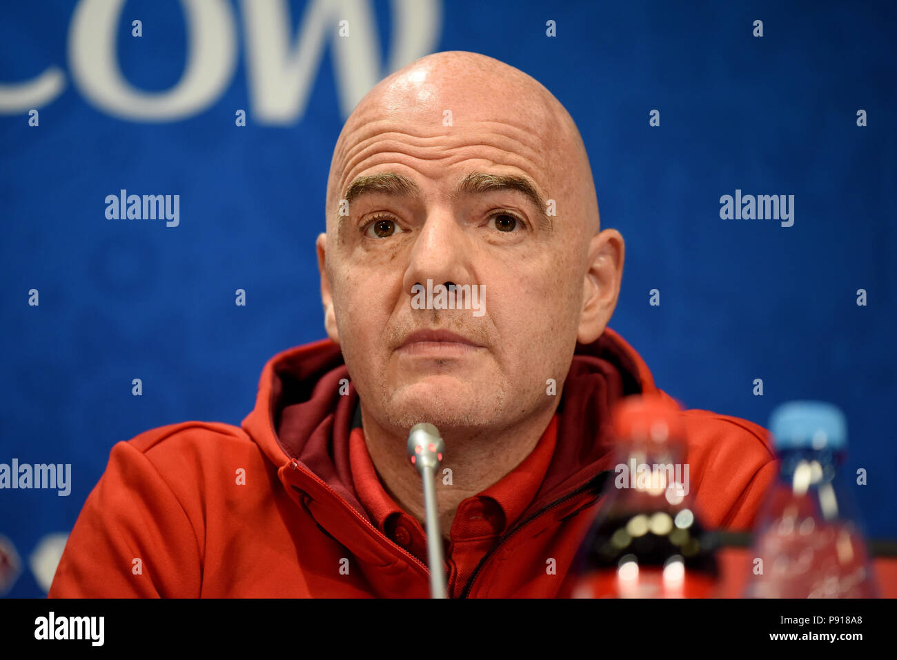 Moscou, Russie - le 13 juillet 2018. Le Président de la FIFA, Gianni Infantino lors d'une conférence de presse à Moscou. Banque D'Images