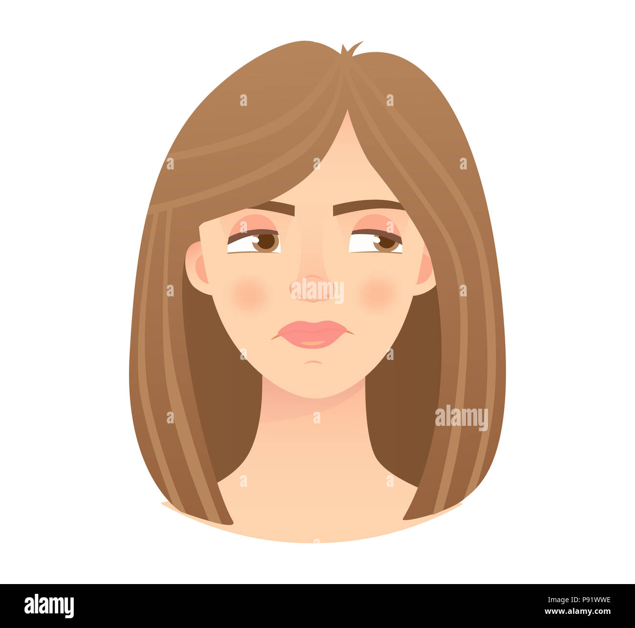 Des émotions de femme. Illustration de l'expression du visage. Banque D'Images