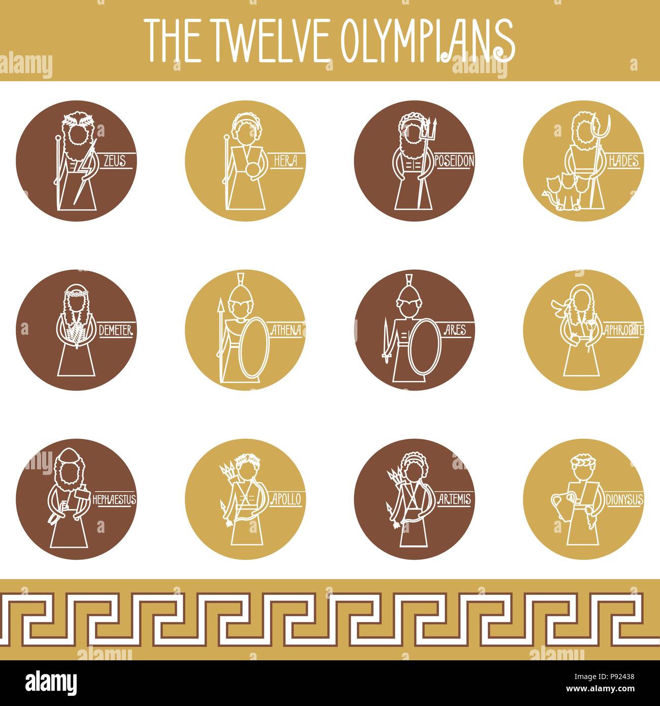 Les Douze Olympiens icons set Illustration de Vecteur