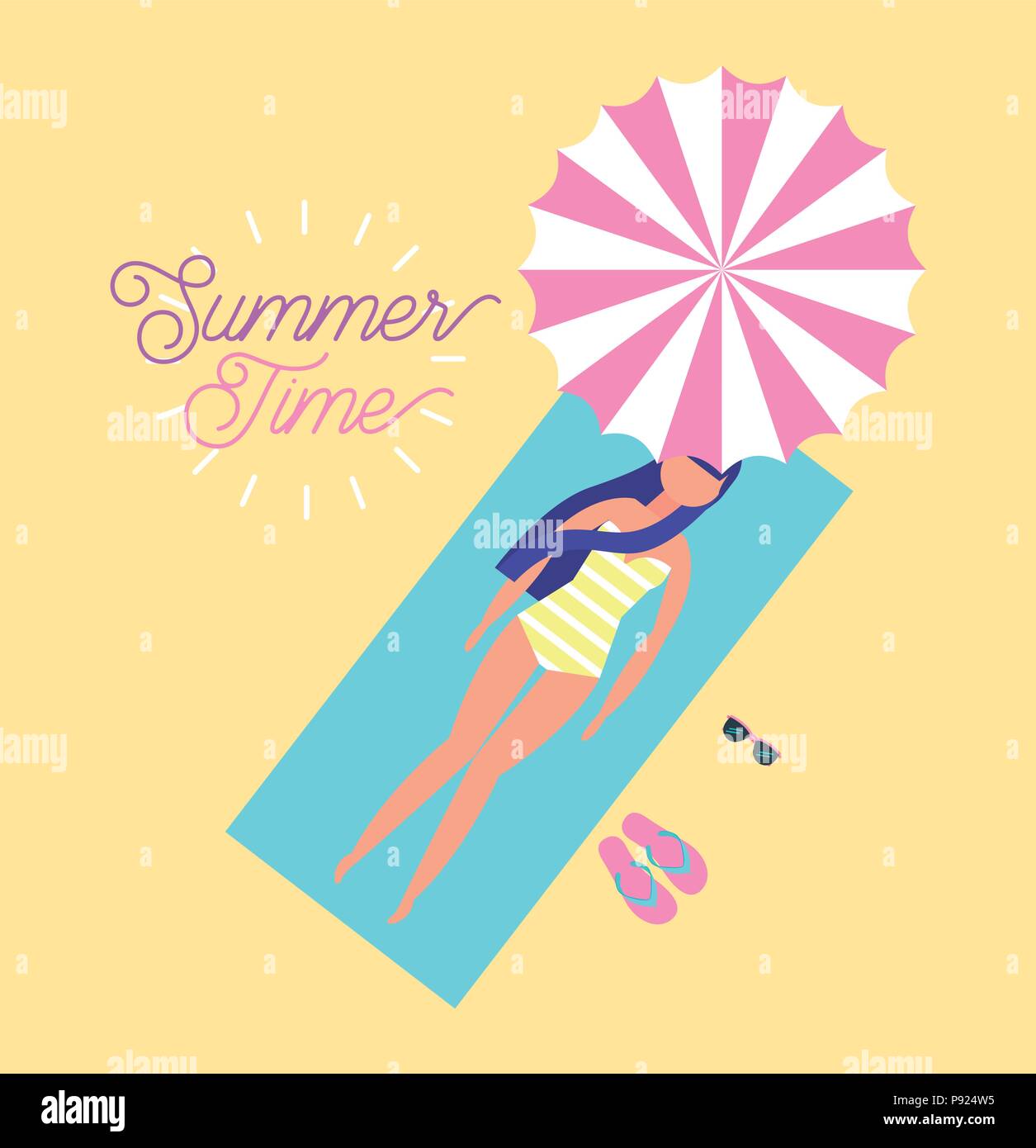 L'heure d'été locations girl lying down in towel prendre une pause verres vector illustration Illustration de Vecteur L'heure d'été locations girl lying down in towel prendre une pause verres vector illustration Illustration de Vecteur