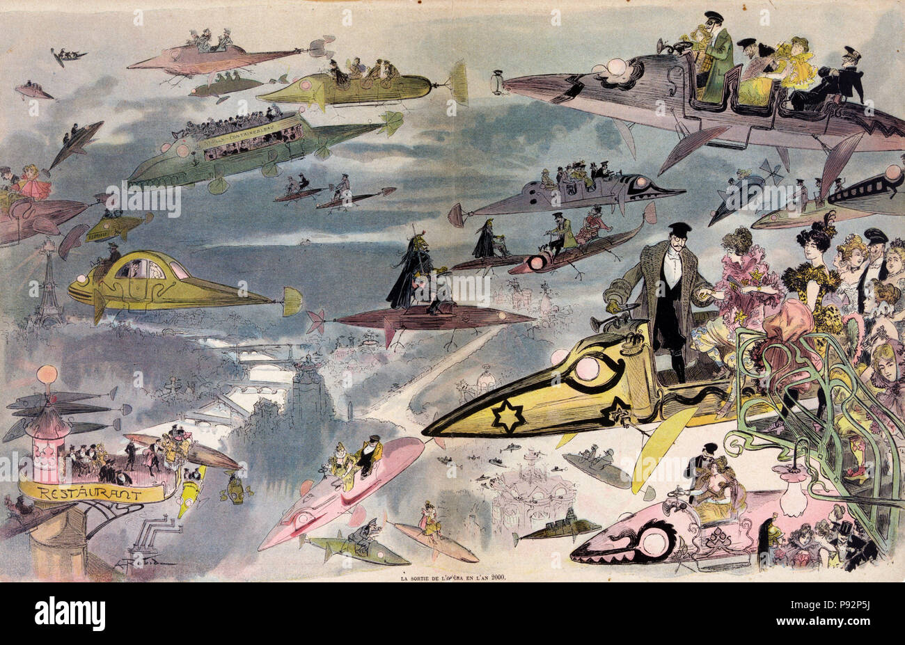 . 24 Une nuit à l'opéra en l'an 2000, dessin d'Albert Robida, ca. 1882 Banque D'Images