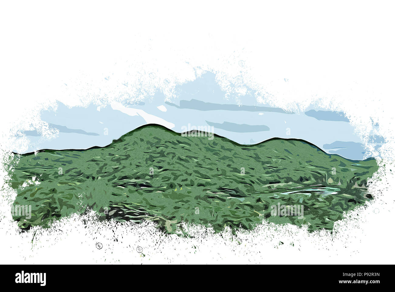 Abstract Mountain Hill sur fond de peinture à l'aquarelle. Banque D'Images Abstract Mountain Hill sur fond de peinture à l'aquarelle. Banque D'Images