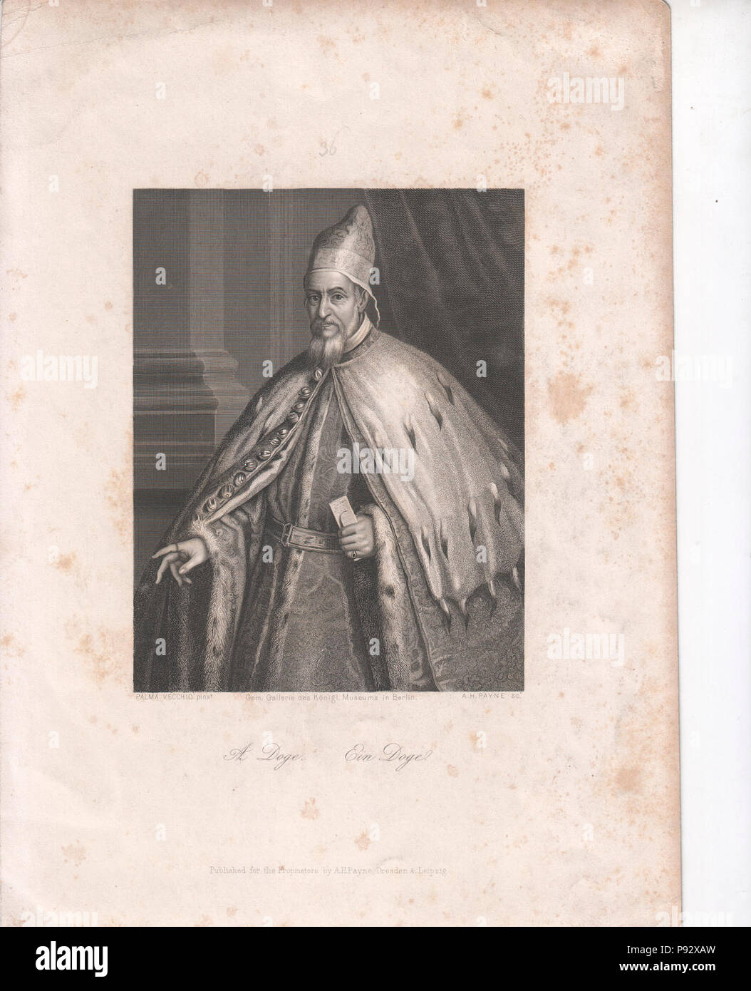 Un Doge - Ein Doge, Palma Vecchio. Banque D'Images