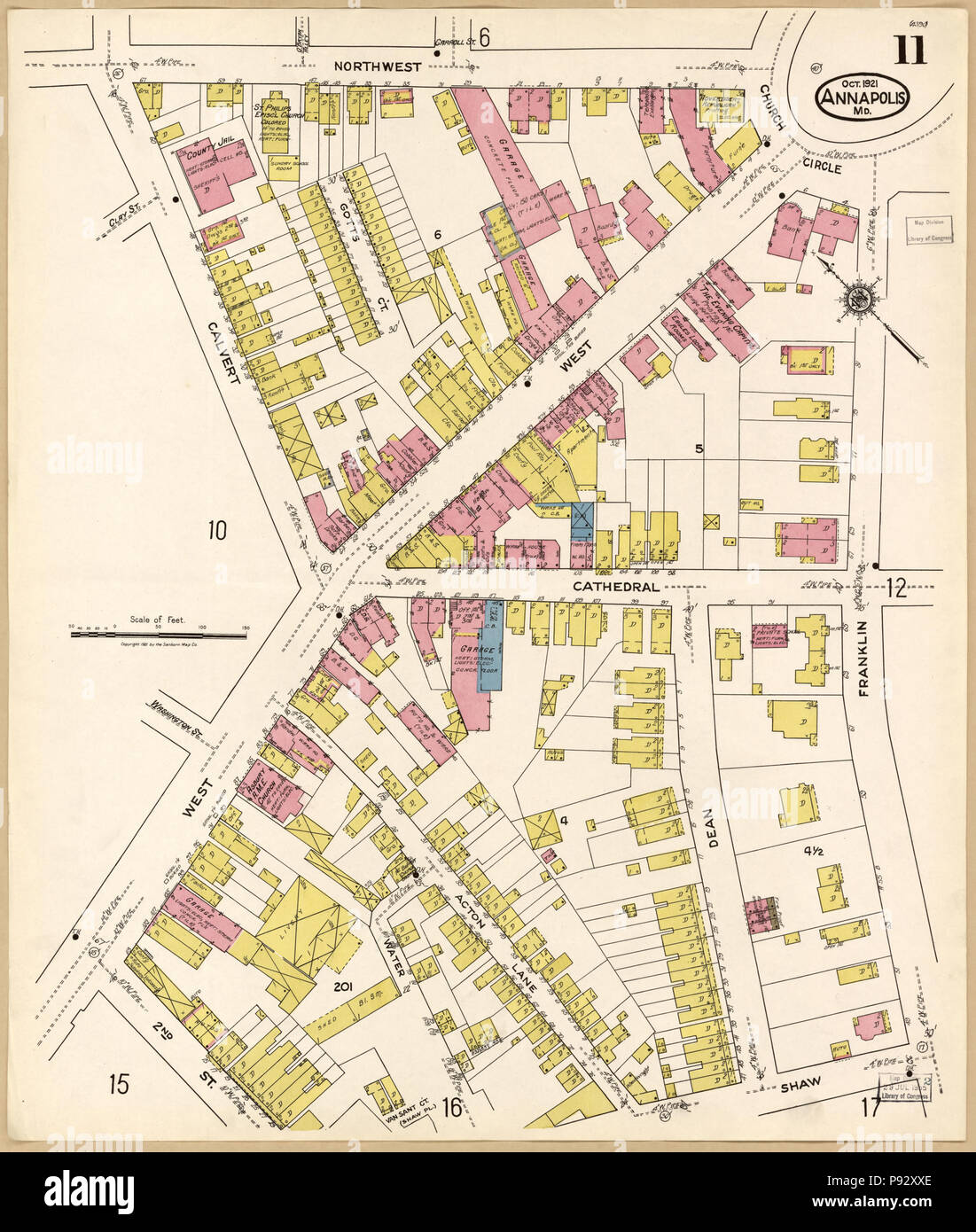 491 La carte d'assurance-incendie Sanborn de Annapolis, comté d'Anne Arundel (Maryland). LOC sanborn03572 007-11 Banque D'Images