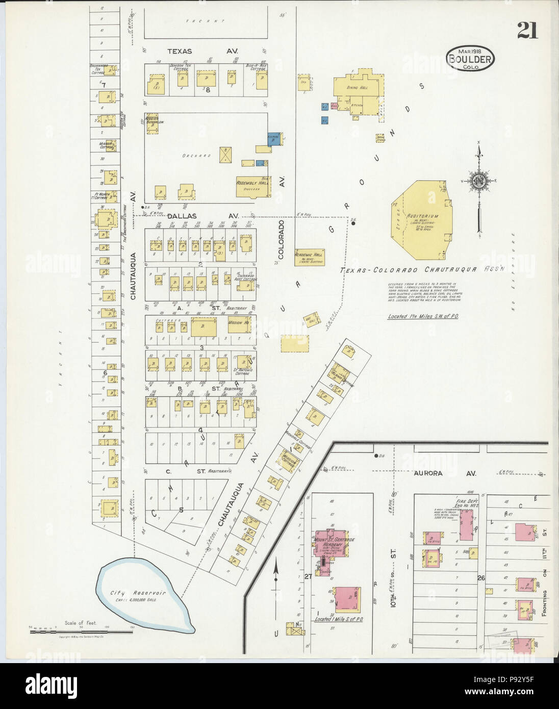 493 La carte d'assurance-incendie Sanborn de Boulder, Colorado, Boulder Comté. LOC sanborn00958 008-21 Banque D'Images