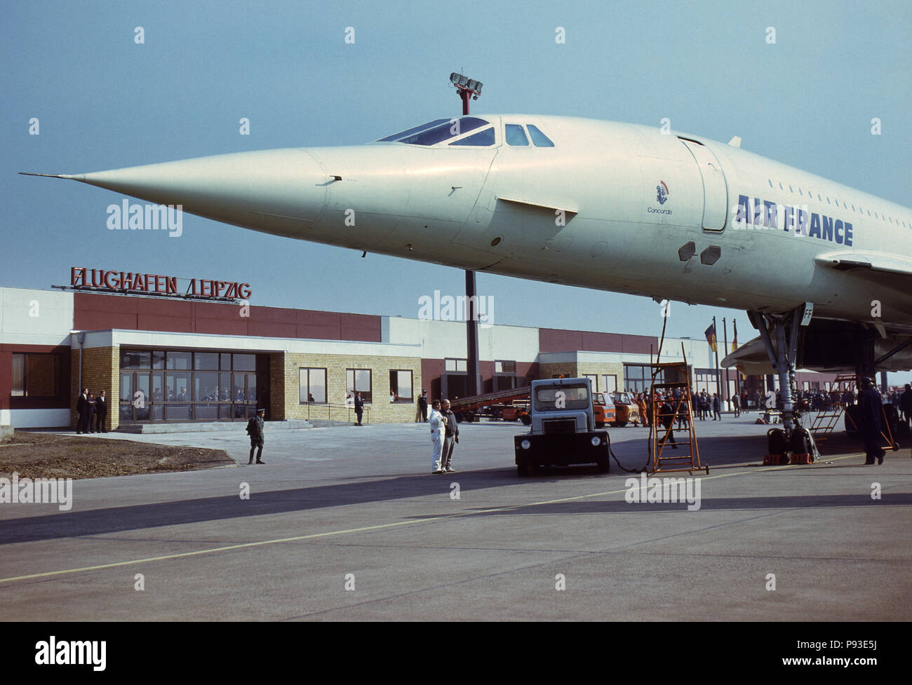 Leipzig, RDA, de la Concorde Air France sur le tarmac de l'aéroport Leipzig-Schkeuditz Banque D'Images