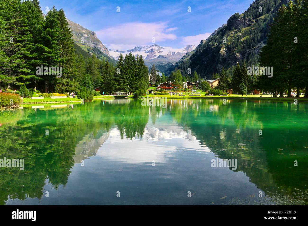 Lac Gover à Gressoney Saint Jean. Alpes, Italie. Banque D'Images