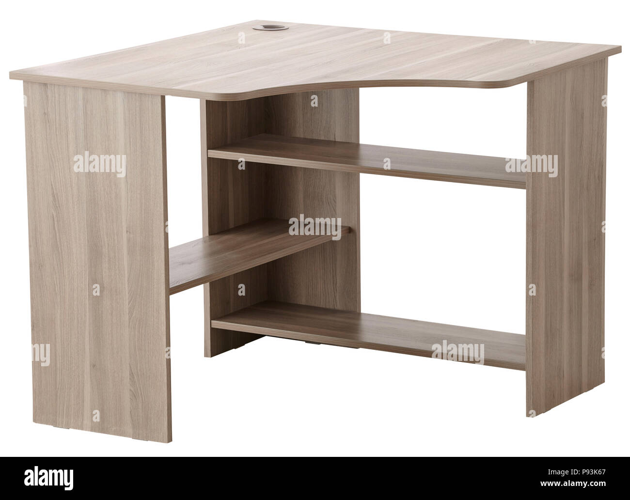 Brown table de coin isolé sur fond blanc. : Clipping path Banque D'Images