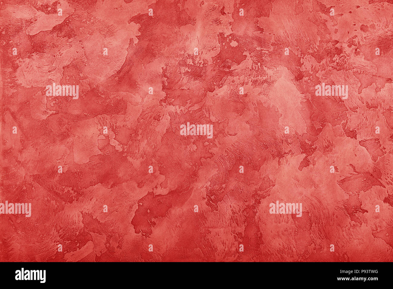 Grunge disparu rouge vieux inégale de daub mur de plâtre texture background de taches et de traits de peinture, Close up Banque D'Images
