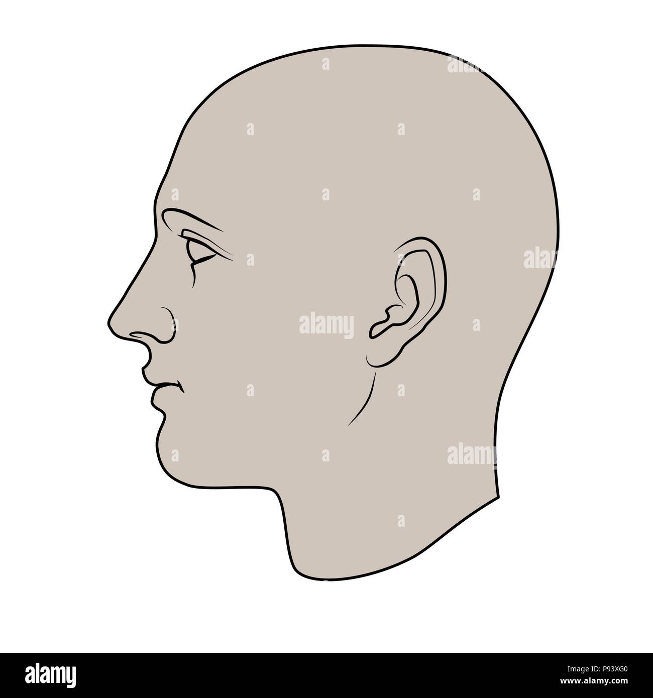 Hand drawn tête humaine de profil. Télévision déguisée vector isolé sur fond blanc. Illustration de Vecteur
