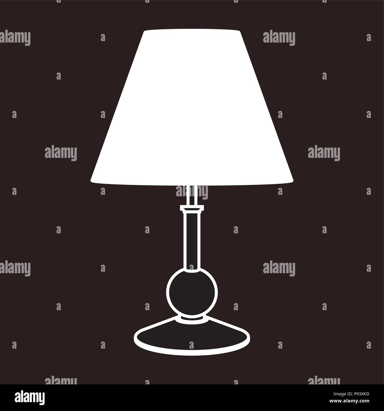 Lampe de table en bois sur un fond sombre. Télévision vecteur Illustration de Vecteur