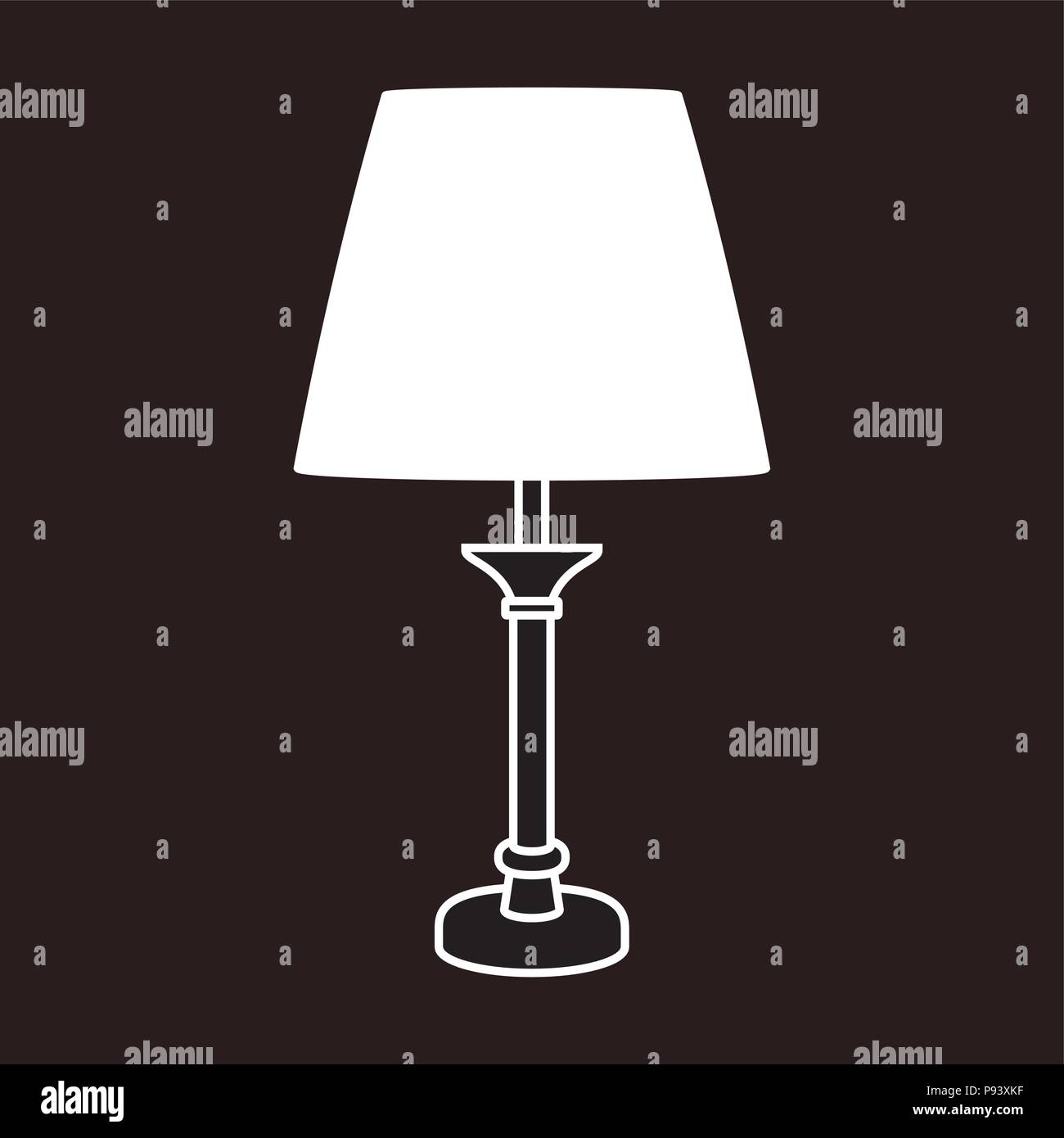 Lampe de table en bois sur un fond sombre. Vector illustration Illustration de Vecteur