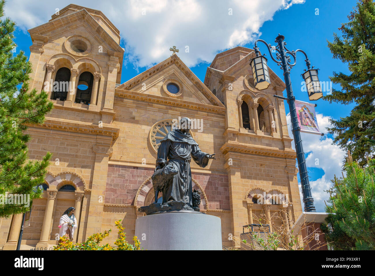 Nouveau Mexique, Santa Fe, Basilique Cathédrale de Saint François d'assise, de la statue de saint François Banque D'Images