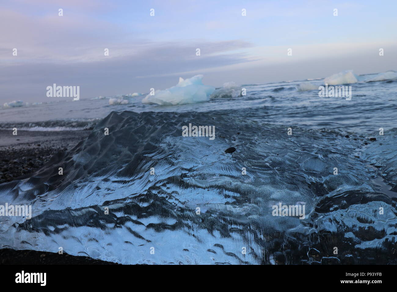 Islande - Plage du diamant, les Icebergs Banque D'Images