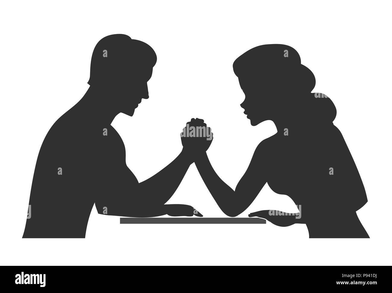 L'Homme vs femme. L'homme et la femme silhouette Banque D'Images