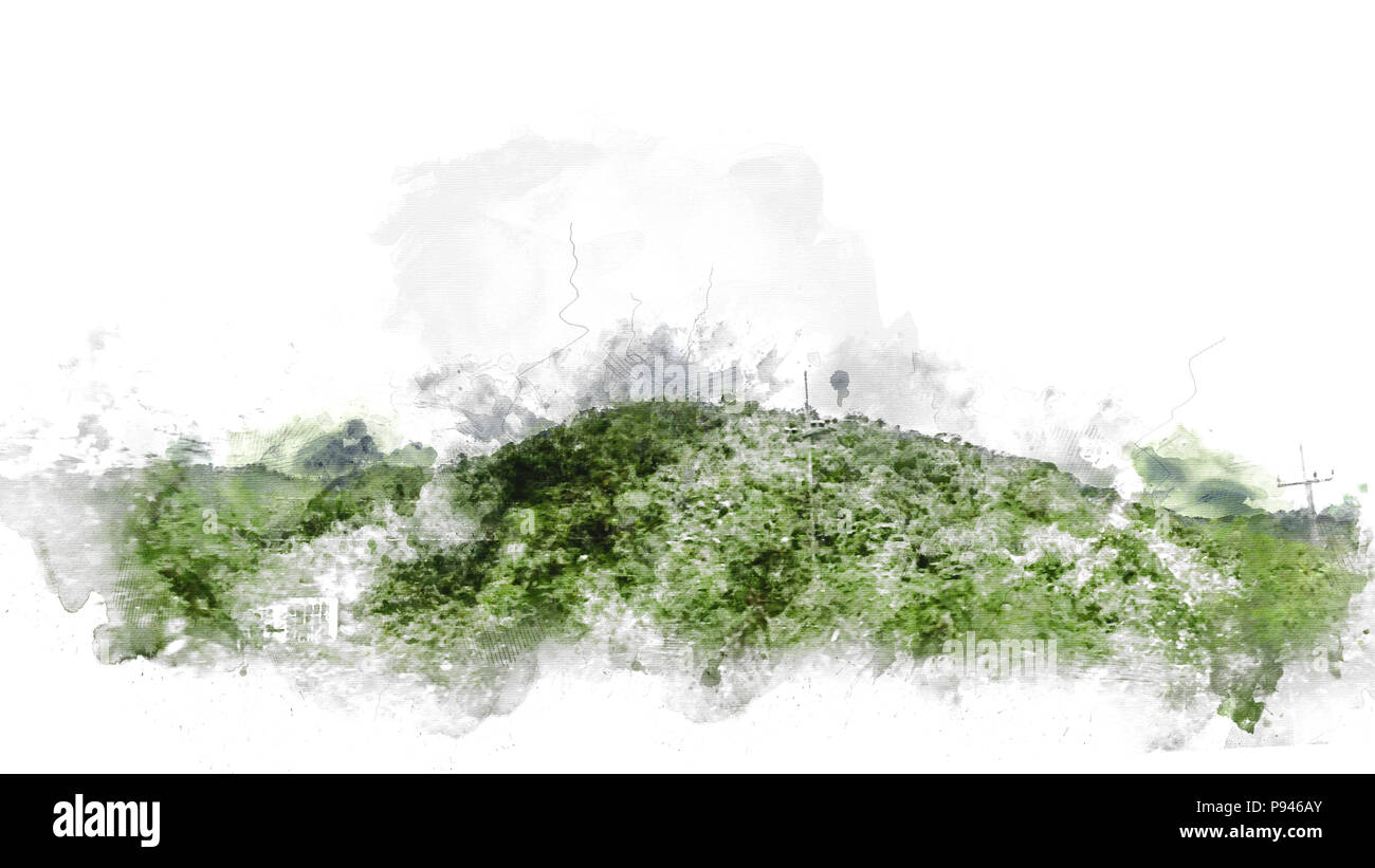 Abstract colorful mountains hill sur fond de peinture à l'aquarelle. Banque D'Images Abstract colorful mountains hill sur fond de peinture à l'aquarelle. Banque D'Images