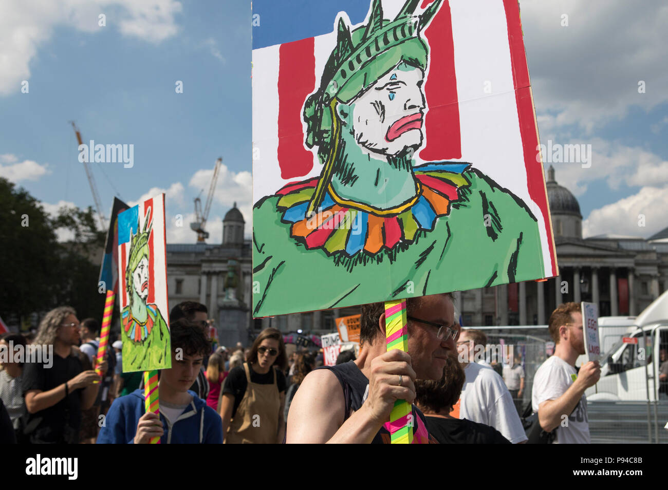 Anti-Trump protester dans le centre de Londres, au Royaume-Uni. 12 juillet 2018. Banque D'Images