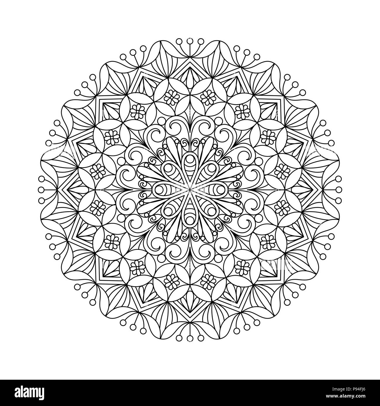 Mandala de fleurs. Ornement circulaire ethnique oriental. Illustration de Vecteur