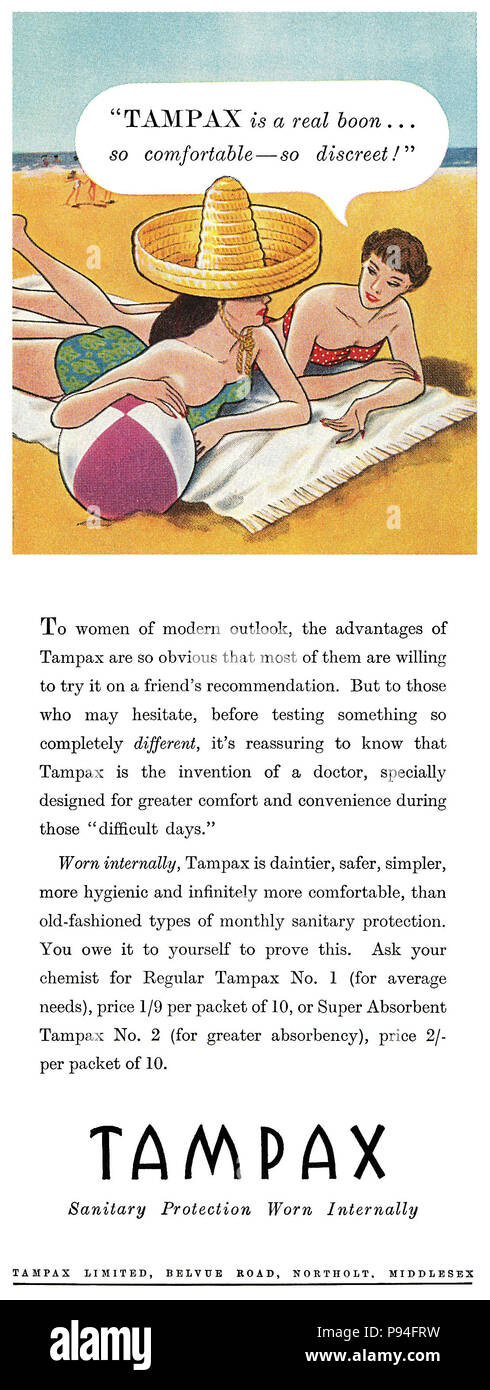 1950 La publicité pour Tampax. Banque D'Images