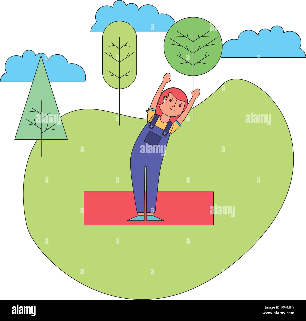 Woman practicing yoga dans le parc vector illustration Illustration de Vecteur