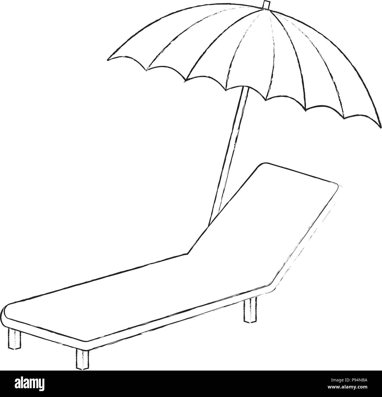 Chaise longue et parasol Image Vectorielle Stock - Alamy