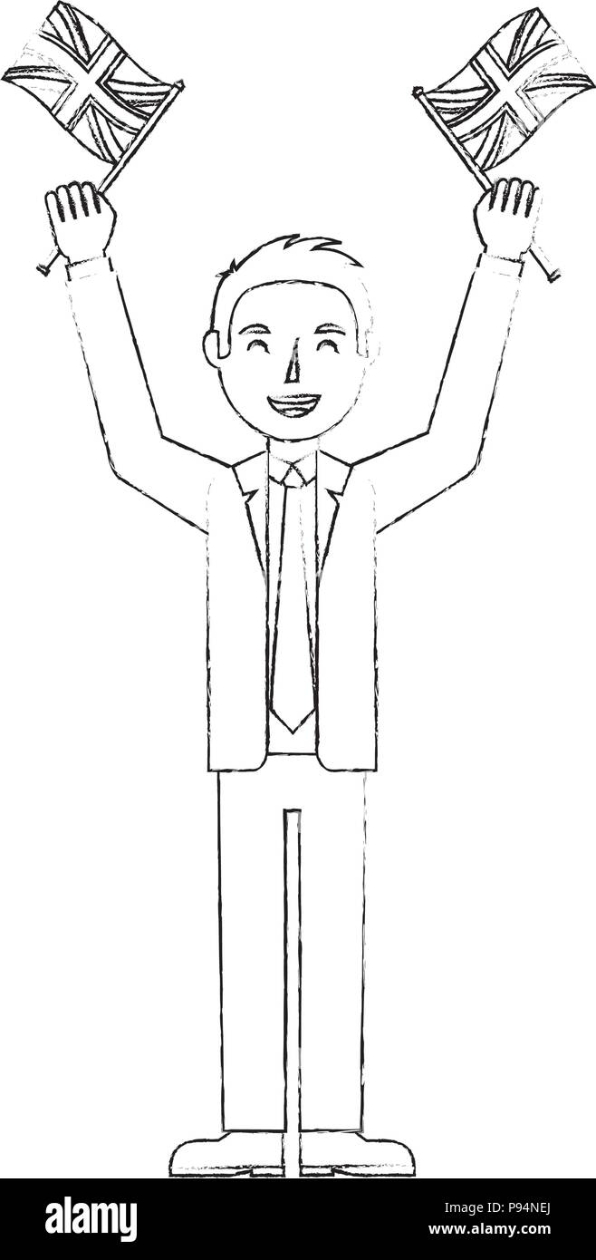 Businessman hands up avec l'angleterre drapeaux Illustration de Vecteur