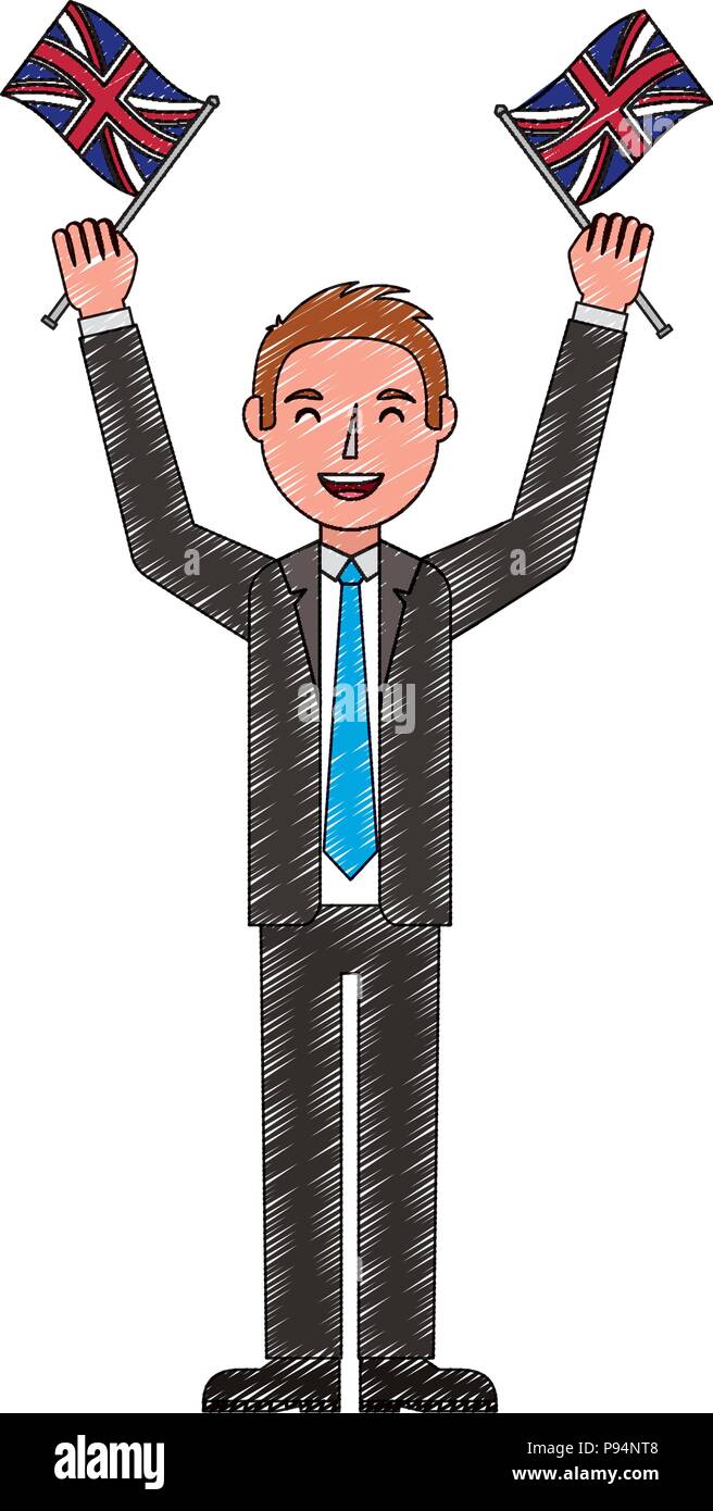 Businessman hands up avec l'angleterre drapeaux Illustration de Vecteur