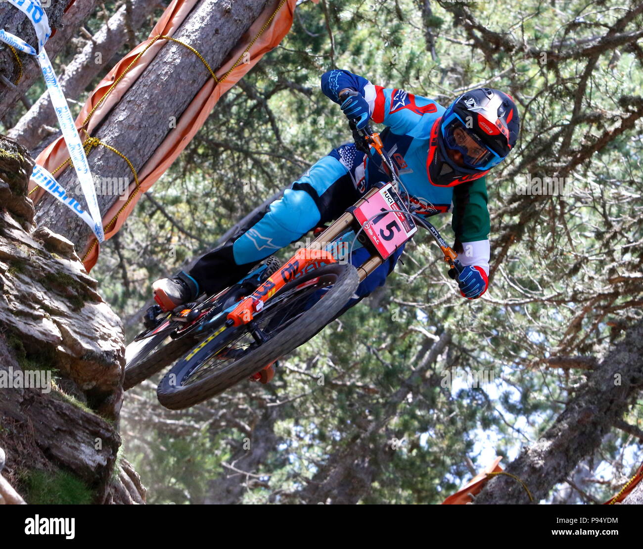 Vallnord, Andorre, 14 juillet 2018. Eleonora Farina (ITA), descente finale , les femmes, d'élite, de l'UCI Coupe du monde vtt , Andorre Vallnord. 2/07/2018 : Crédit Joma/Alamy Live News Banque D'Images