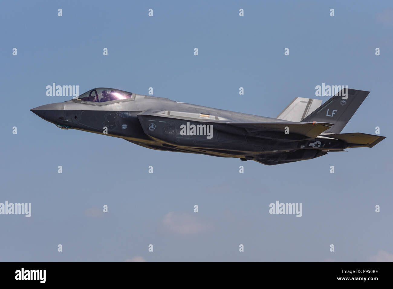 Avion de chasse Lockheed F-35a Lightning II de l'USAF au Royal International Air Tattoo, riat 2018, RAF Fairford, Royaume-Uni Banque D'Images
