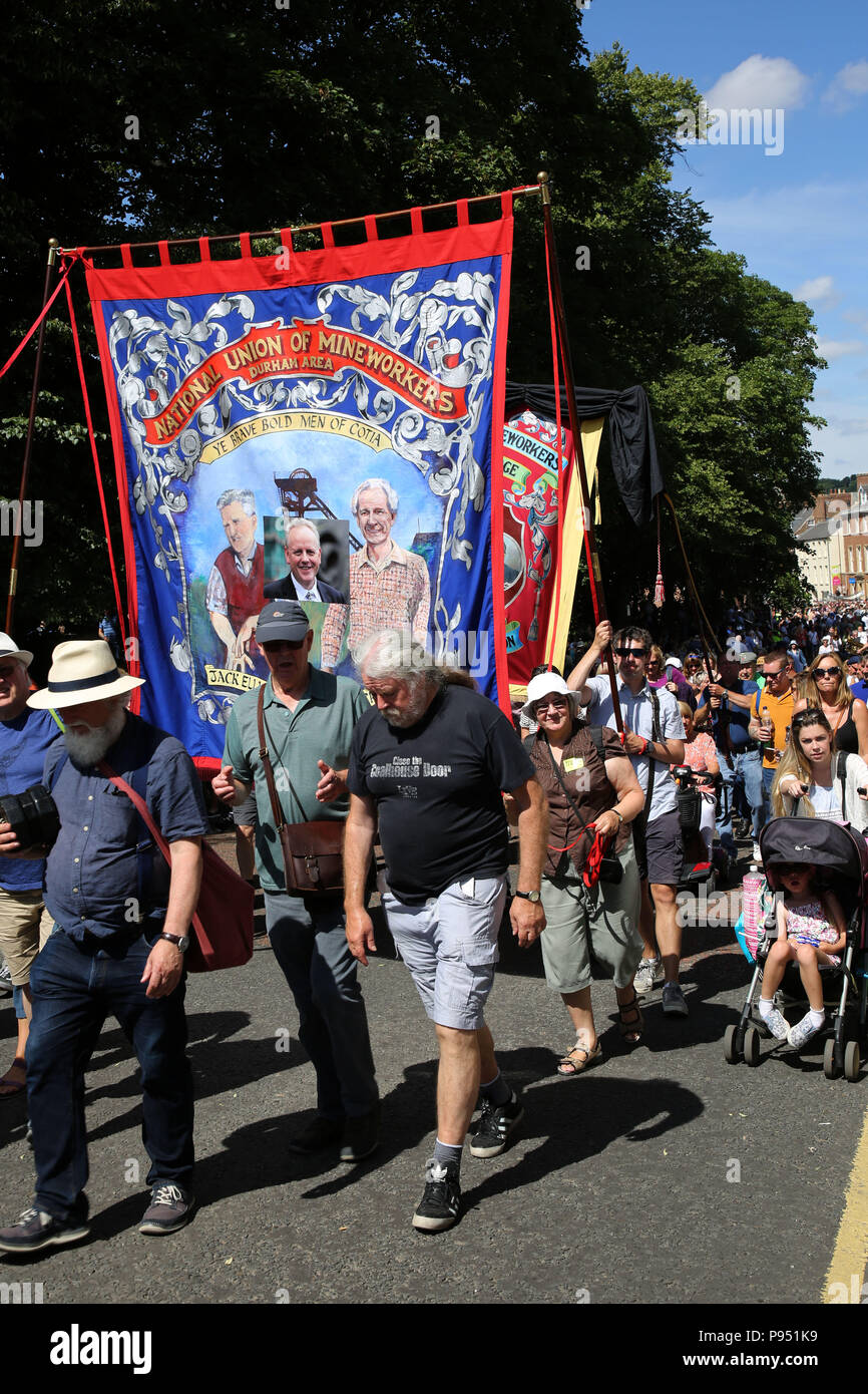 Durham, Royaume-Uni. 14 juillet, 2018. Les mineurs de Durham Gal Banque D'Images