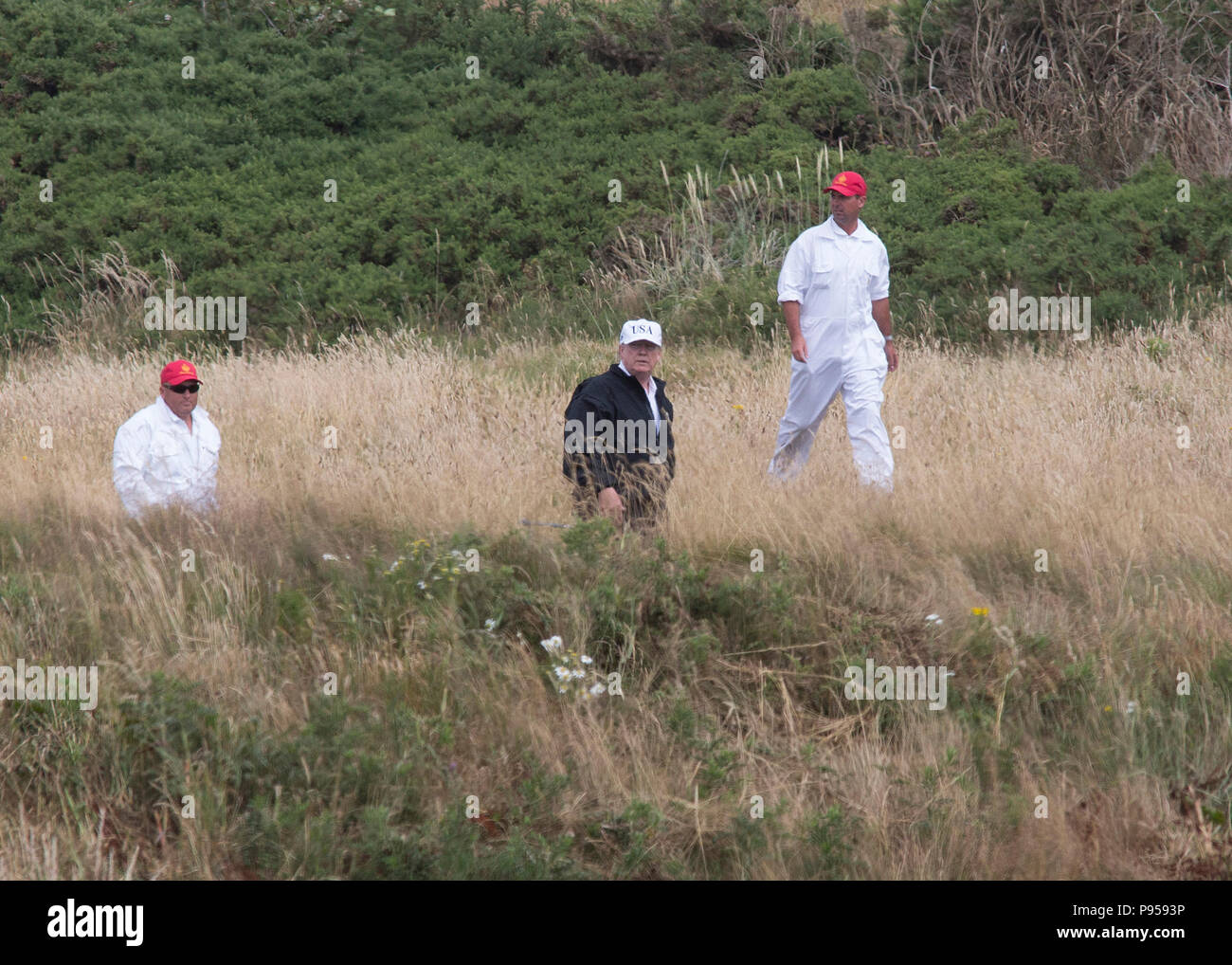Le président l'atout de Donald Trump à Turnberry Golf resort de l'Ayrshire, Scotland, UK Banque D'Images