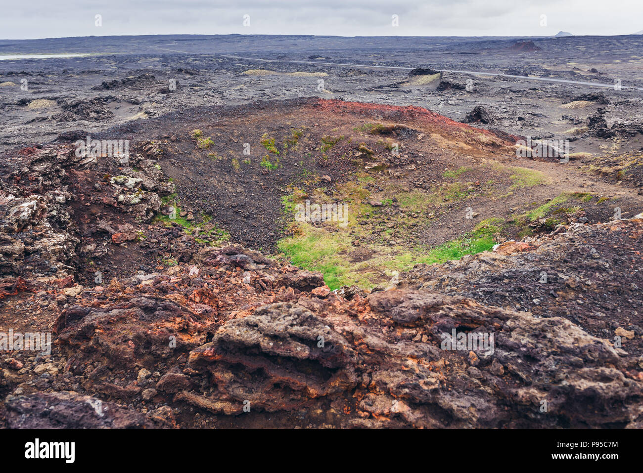 Paysage de Stampar zone volcanique de Reykjanes UNESCO Global Geopark en Reykjanesskagi - péninsule du Sud, Islande Banque D'Images