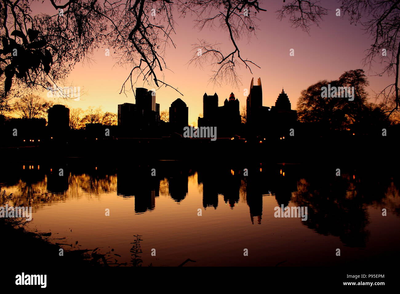 Atlanta Skyline Sunset Banque D'Images