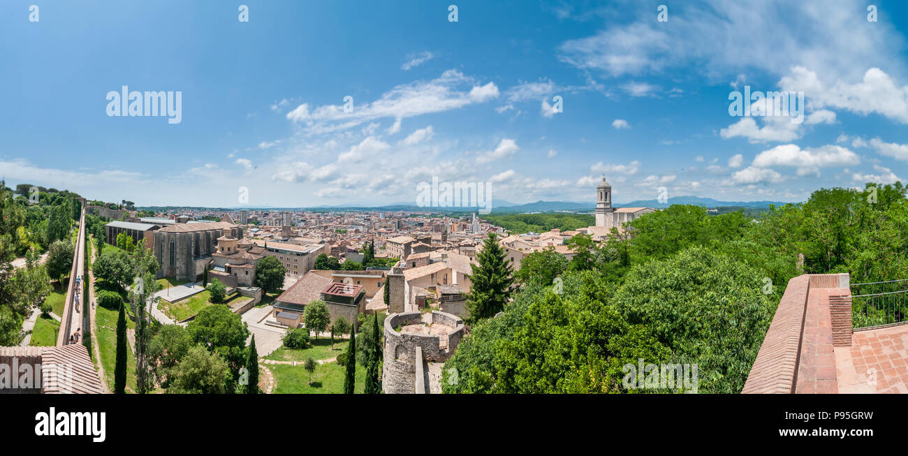 Vue panoramique, Gérone, Catalogne, Espagne Banque D'Images